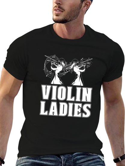 Violin Ladies Graphic Tee - Black Novelty T-Shirt