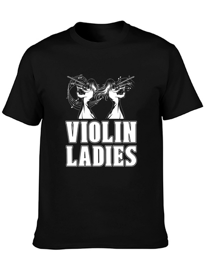 Violin Ladies Graphic Tee - Black Novelty T-Shirt