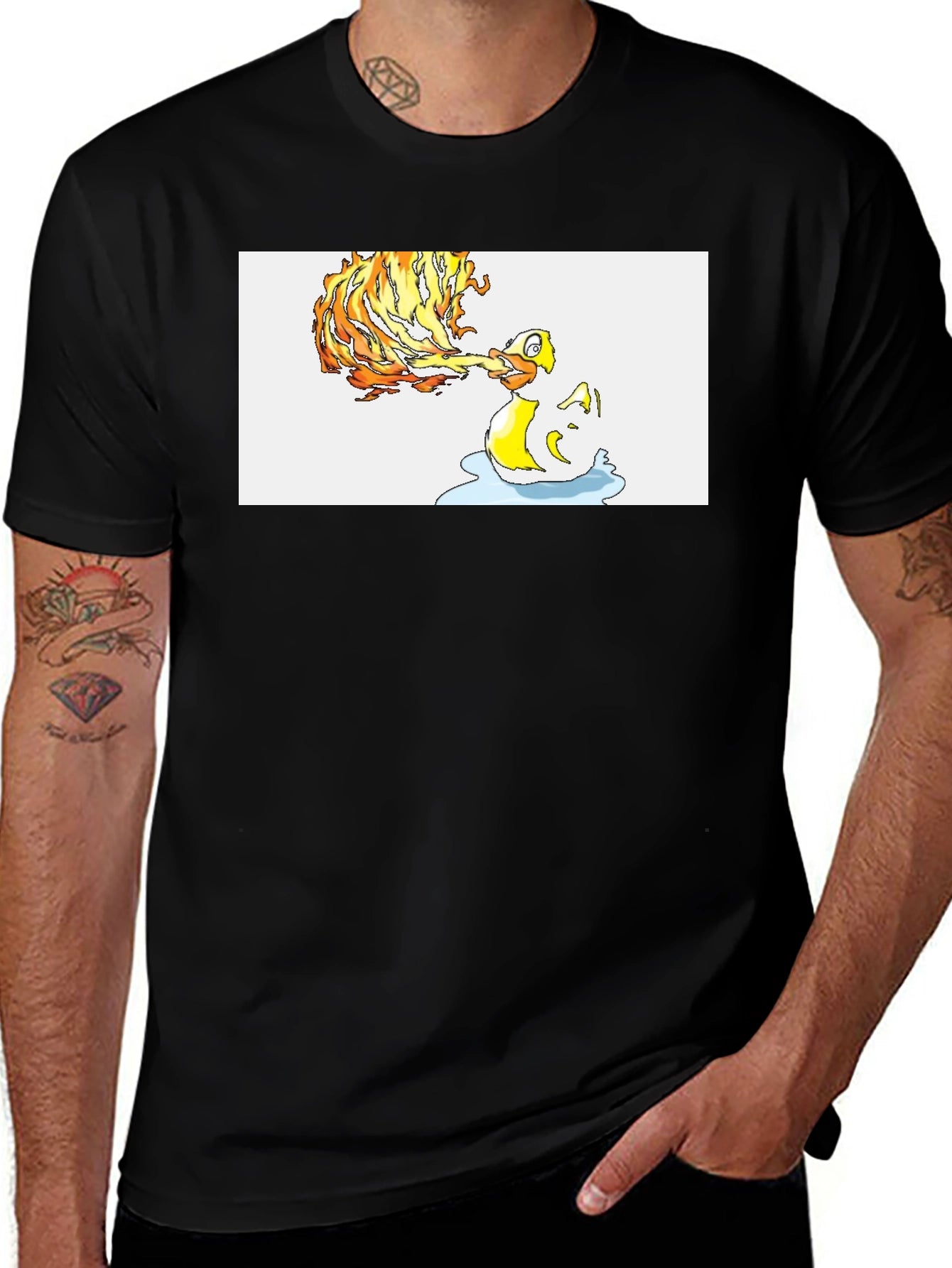Fiery Duck T-Shirt - Unique Graphic Tee
