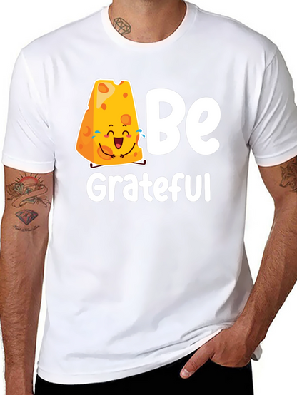 Be Grateful Cheese Graphic Tee - Black