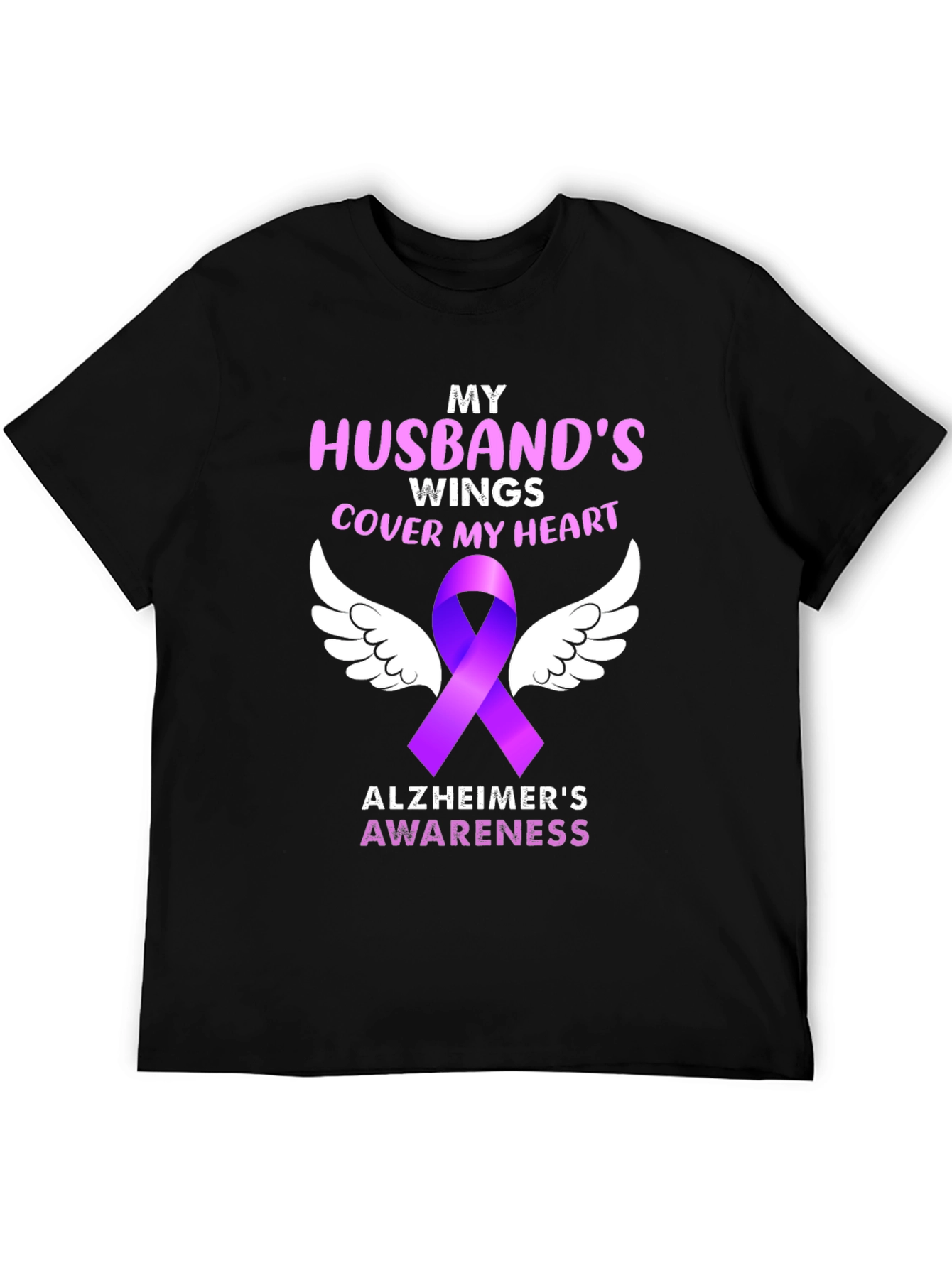Husbands Wings Alzheimers Awareness T-Shirt