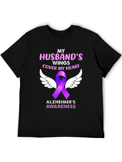 Husbands Wings Alzheimers Awareness T-Shirt