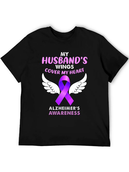 Husbands Wings Alzheimers Awareness T-Shirt