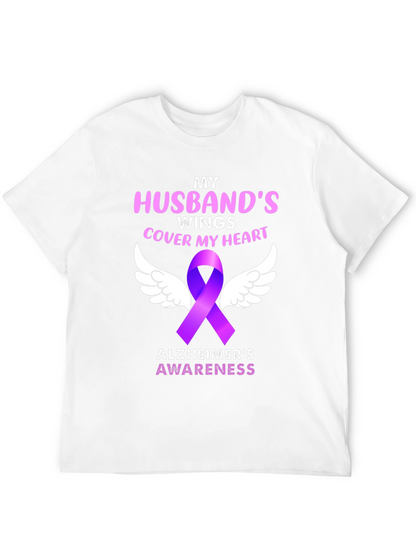 Husbands Wings Alzheimers Awareness T-Shirt