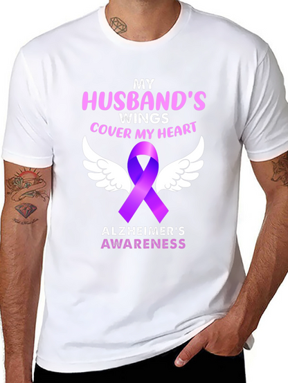 Husbands Wings Alzheimers Awareness T-Shirt
