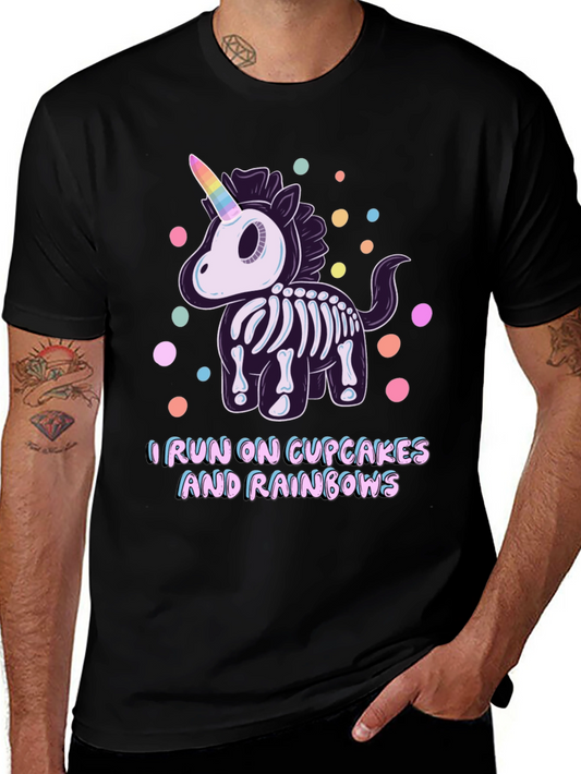 Skeleton Unicorn Cupcake Rainbows Graphic T-Shirt