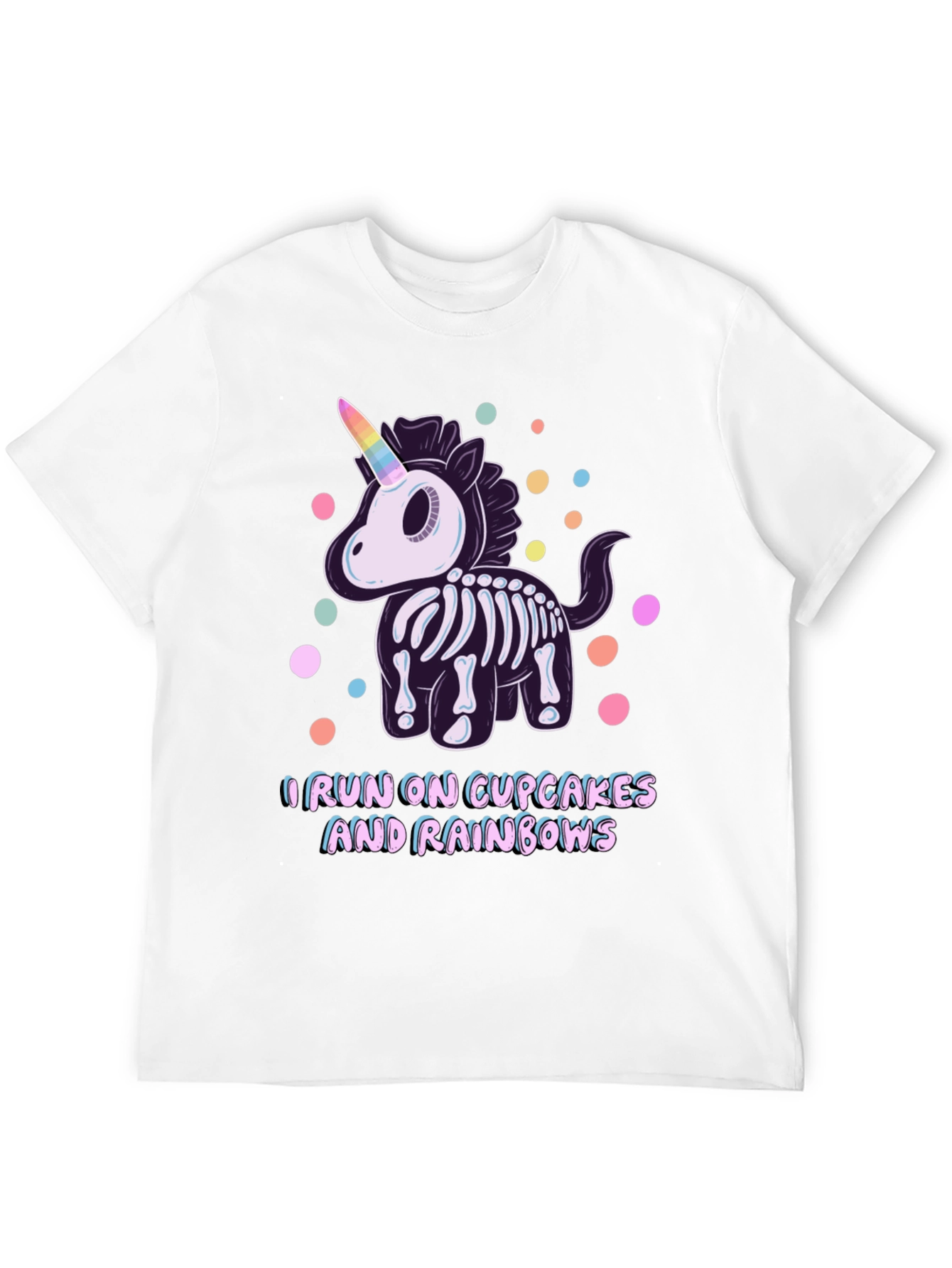 Skeleton Unicorn Cupcake Rainbows Graphic T-Shirt