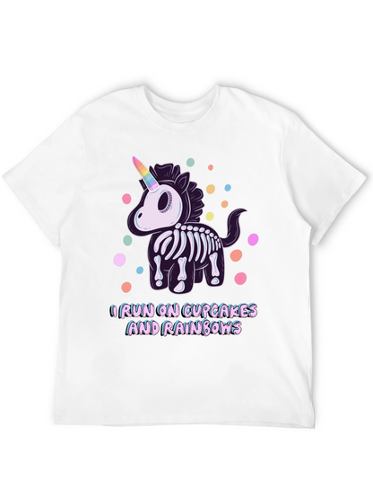 Skeleton Unicorn Cupcake Rainbows Graphic T-Shirt