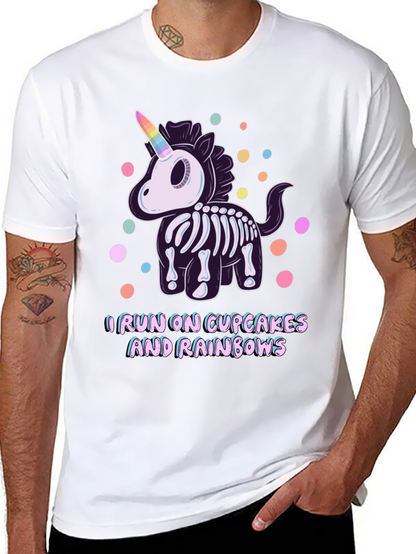 Skeleton Unicorn Cupcake Rainbows Graphic T-Shirt