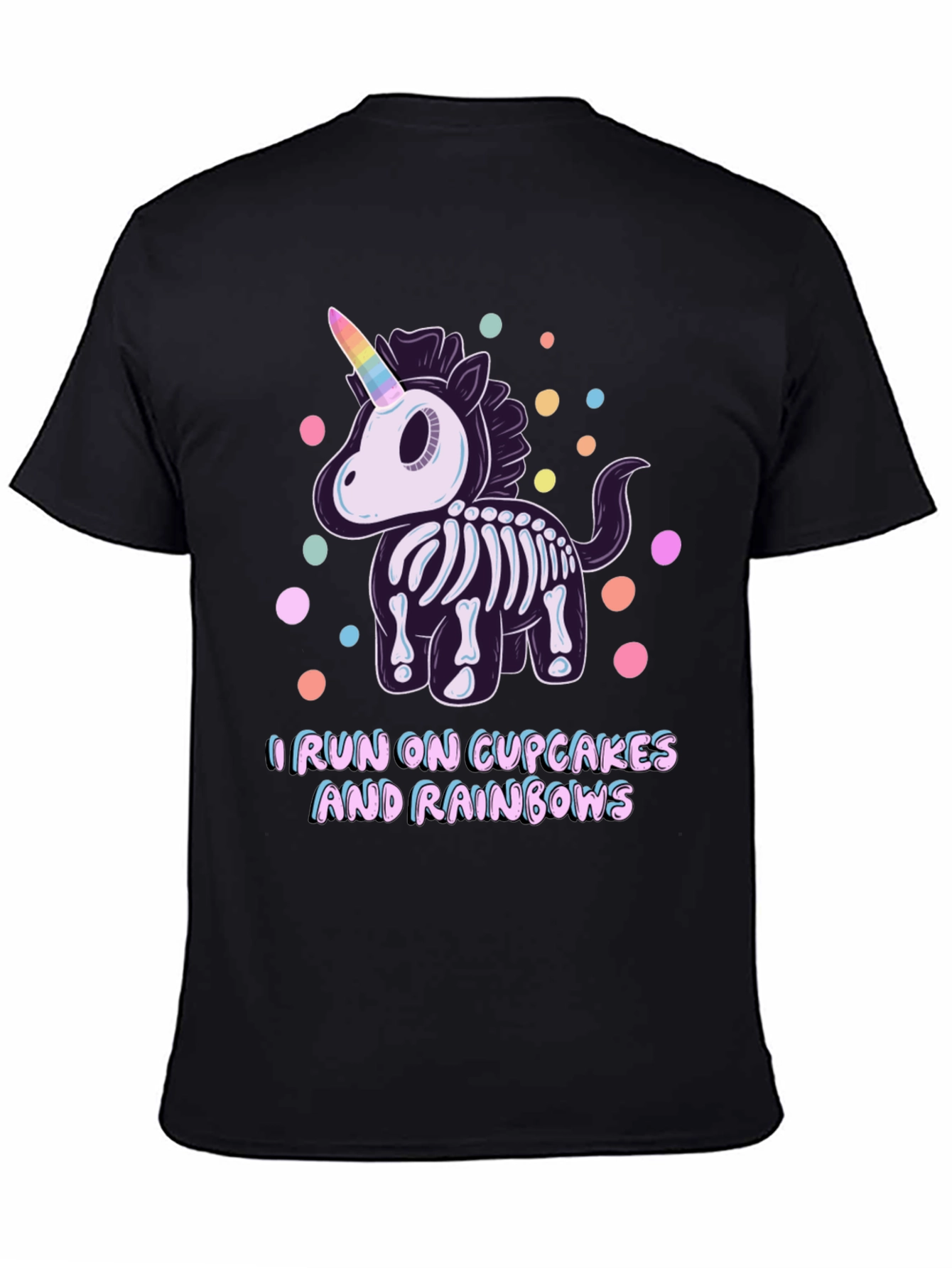 Skeleton Unicorn Cupcake Rainbows Graphic T-Shirt