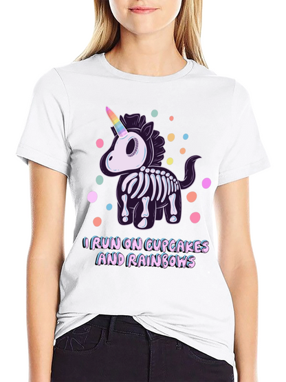 Skeleton Unicorn Cupcake Rainbows Graphic T-Shirt