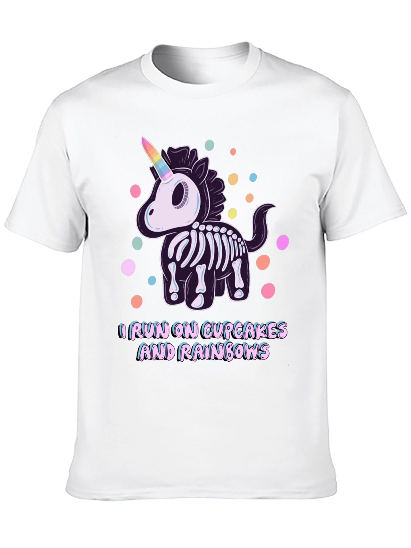 Skeleton Unicorn Cupcake Rainbows Graphic T-Shirt