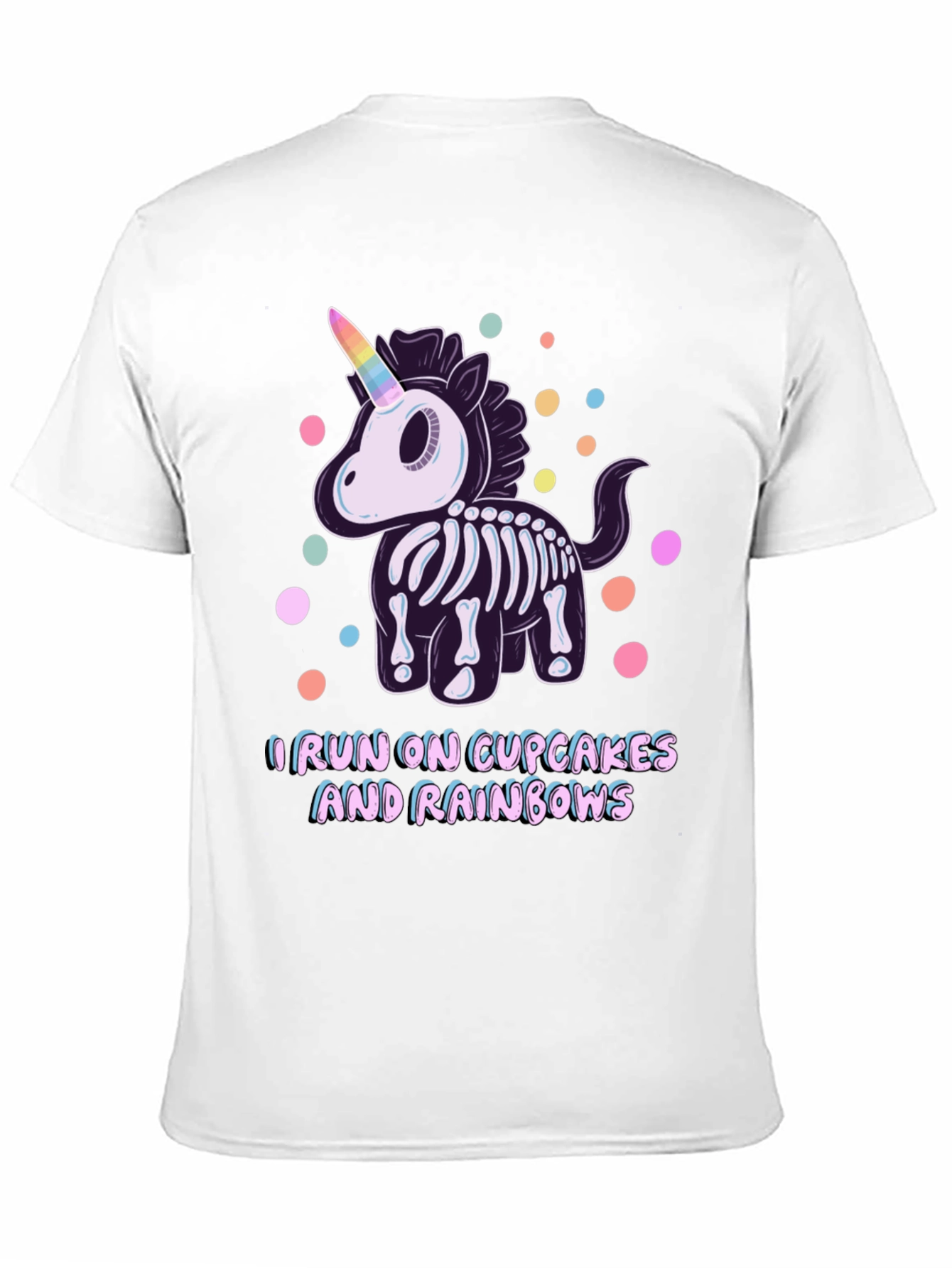 Skeleton Unicorn Cupcake Rainbows Graphic T-Shirt