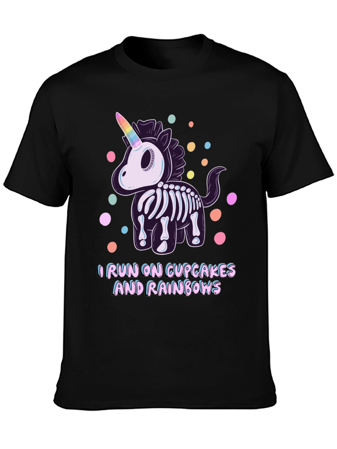 Skeleton Unicorn Cupcake Rainbows Graphic T-Shirt