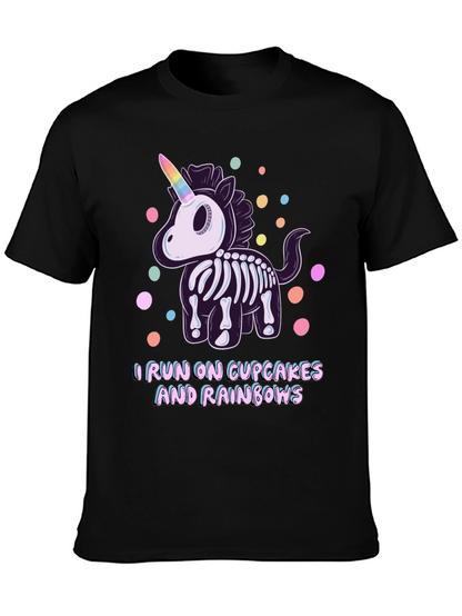 Skeleton Unicorn Cupcake Rainbows Graphic T-Shirt