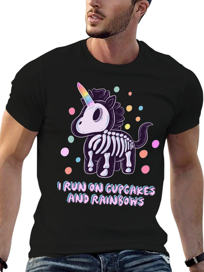Skeleton Unicorn Cupcake Rainbows Graphic T-Shirt