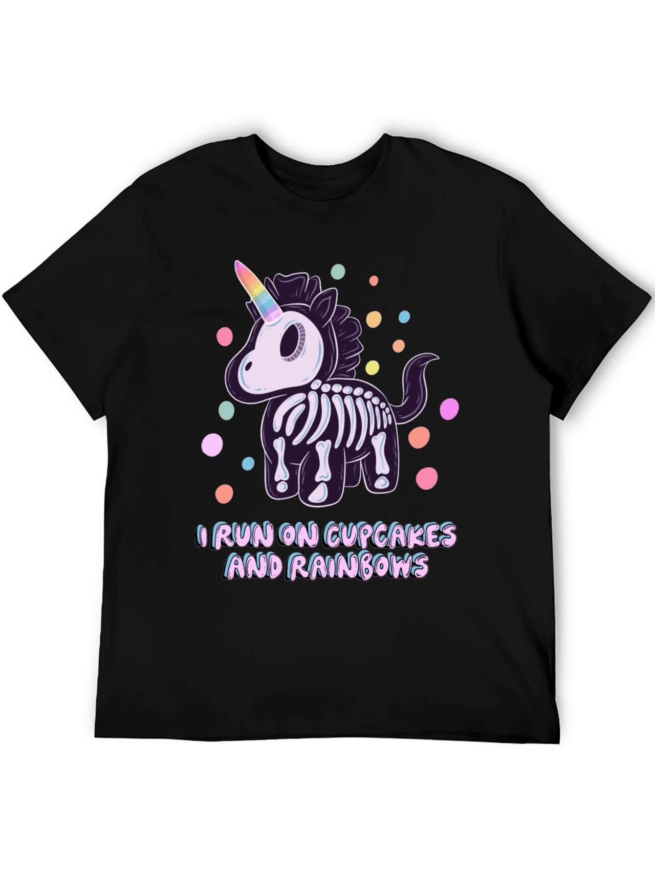 Skeleton Unicorn Cupcake Rainbows Graphic T-Shirt