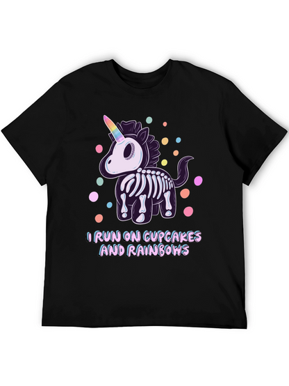 Skeleton Unicorn Cupcake Rainbows Graphic T-Shirt