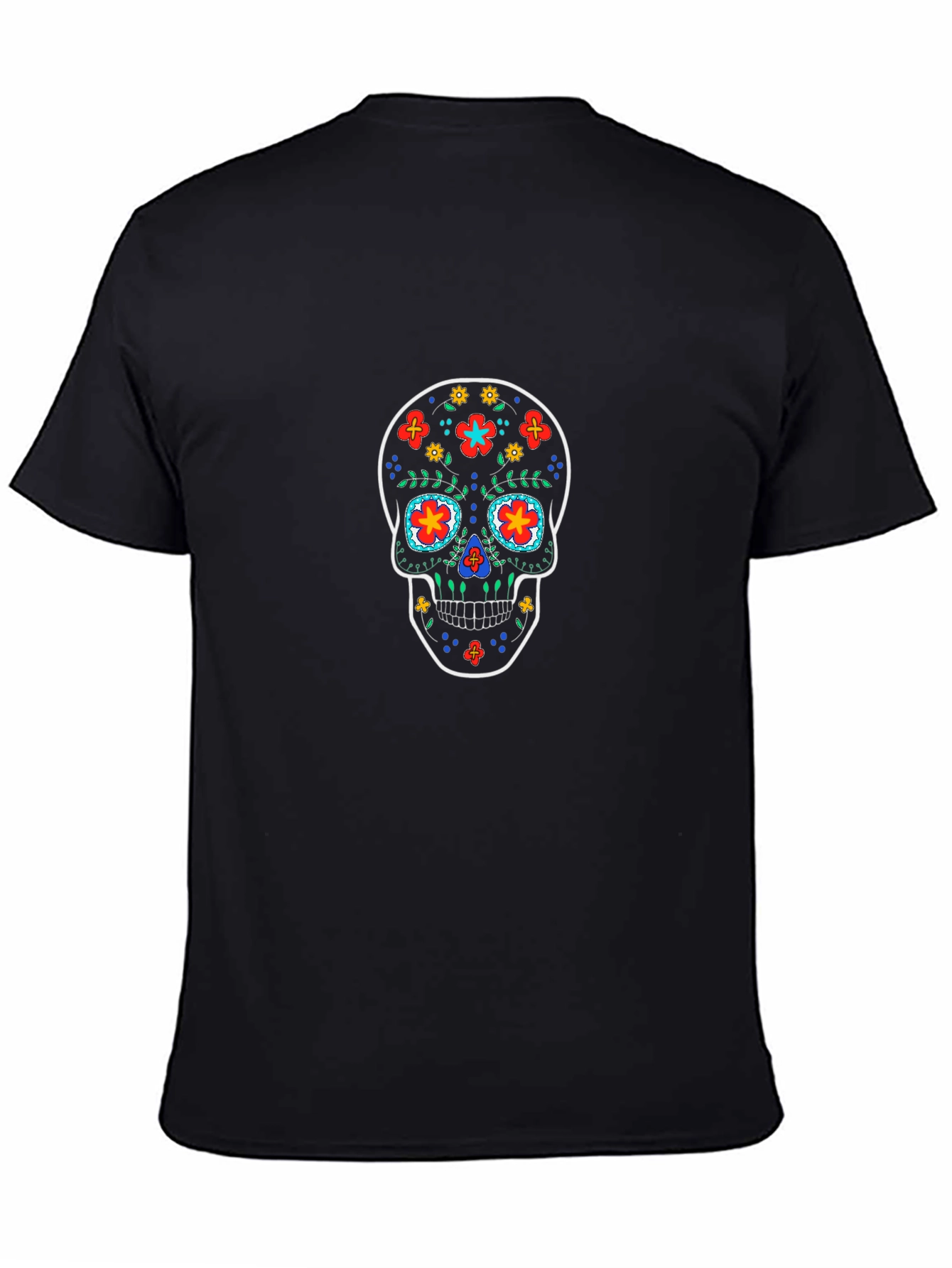 Sugar Skull Graphic Tee - Black Cotton T-Shirt