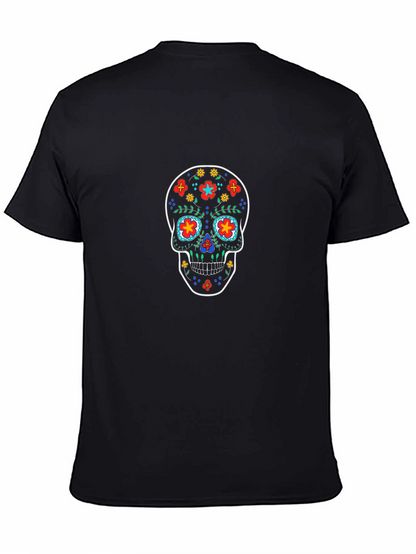 Sugar Skull Graphic Tee - Black Cotton T-Shirt