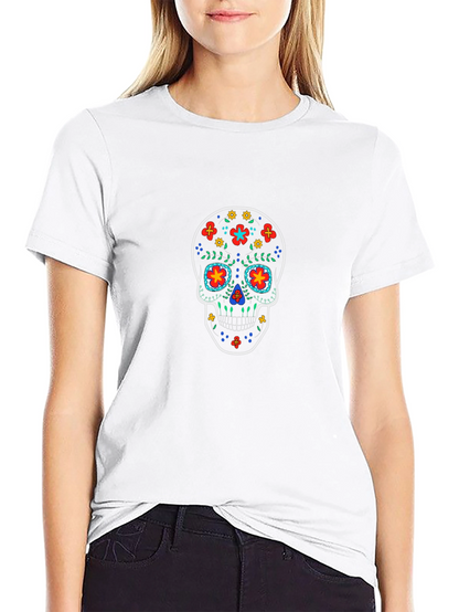 Sugar Skull Graphic Tee - Black Cotton T-Shirt