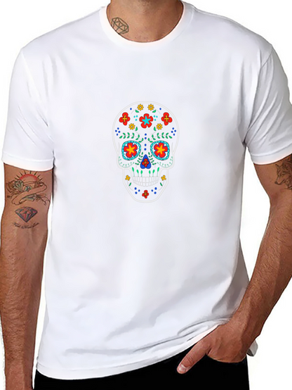 Sugar Skull Graphic Tee - Black Cotton T-Shirt