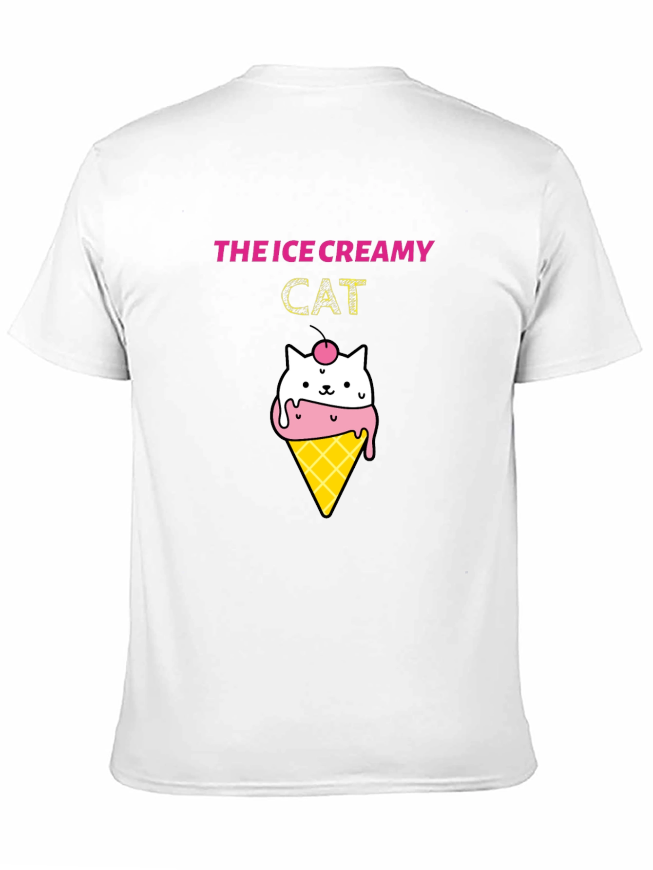 Ice Creamy Cat Graphic Black T-Shirt