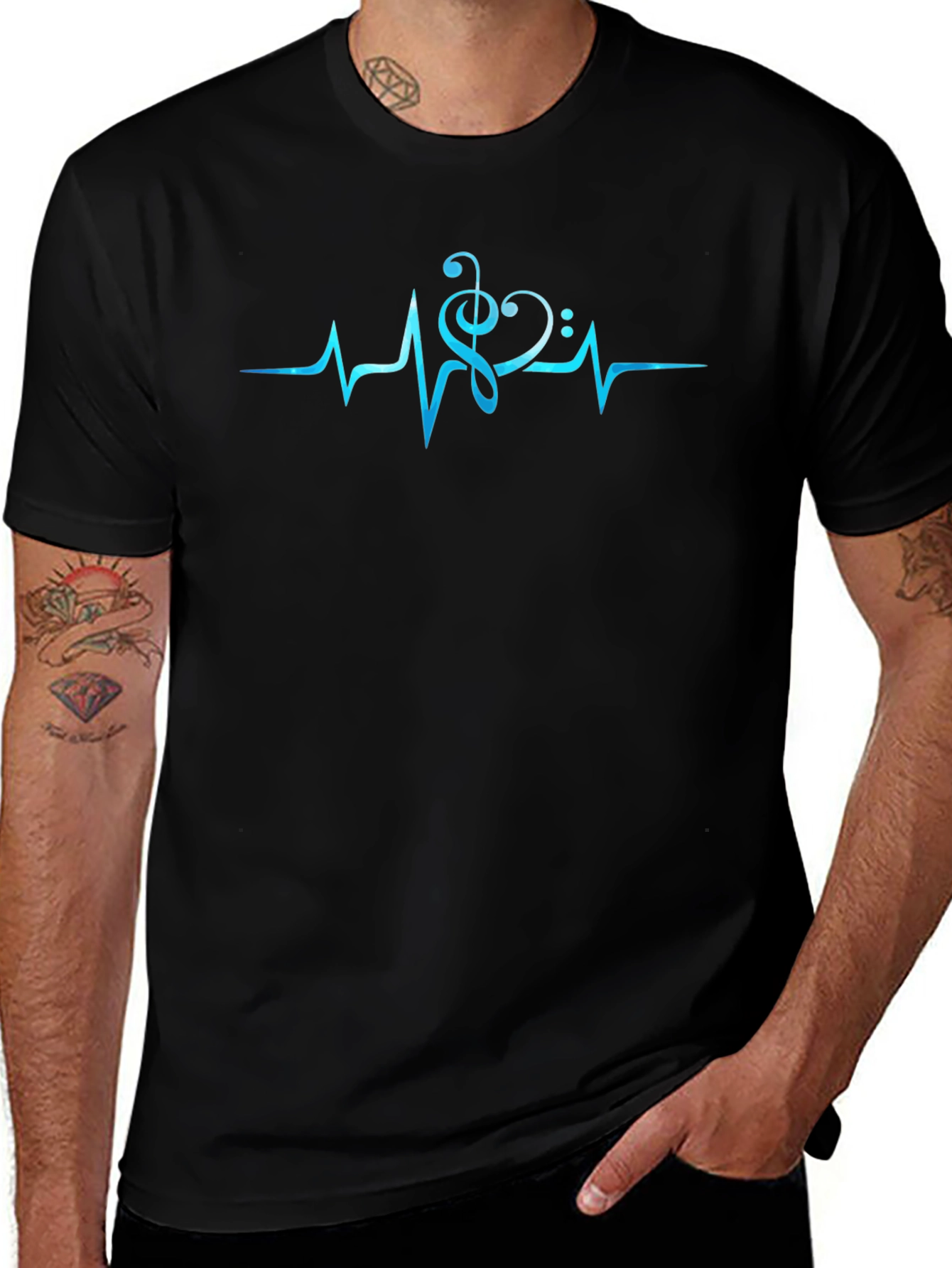 Music Heartbeat T-Shirt - Black