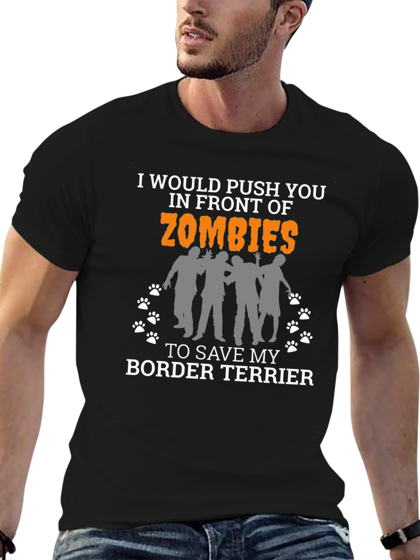 Funny Border Terrier Zombie T-Shirt