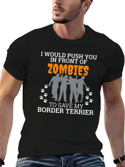 Funny Border Terrier Zombie T-Shirt