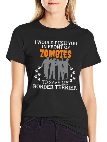 Funny Border Terrier Zombie T-Shirt