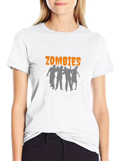 Funny Border Terrier Zombie T-Shirt