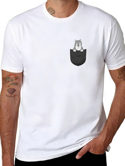 Wolf in Pocket Graphic Tee - Mens Black T-Shirt