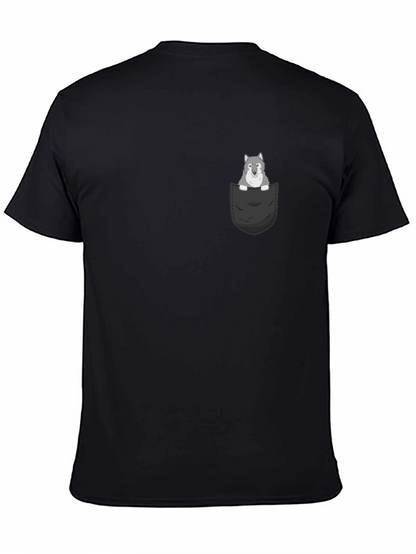 Wolf in Pocket Graphic Tee - Mens Black T-Shirt