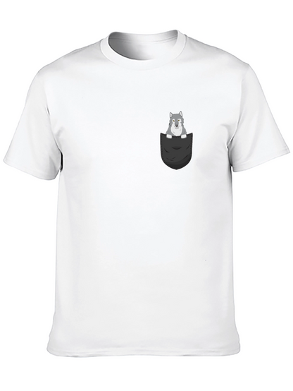 Wolf in Pocket Graphic Tee - Mens Black T-Shirt