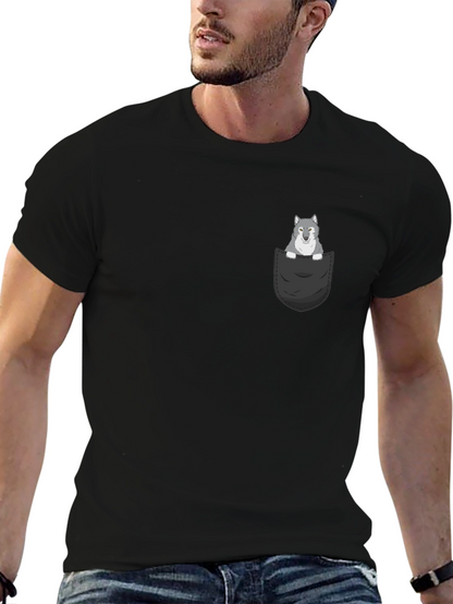 Wolf in Pocket Graphic Tee - Mens Black T-Shirt
