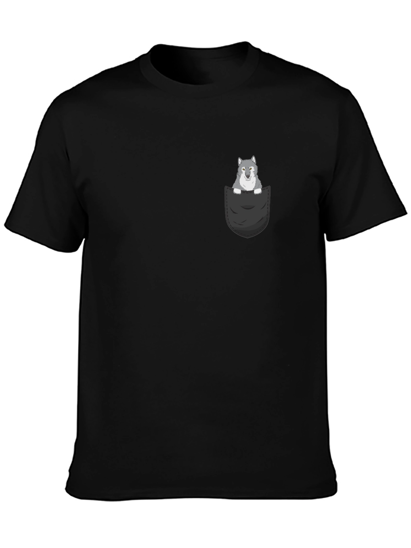Wolf in Pocket Graphic Tee - Mens Black T-Shirt