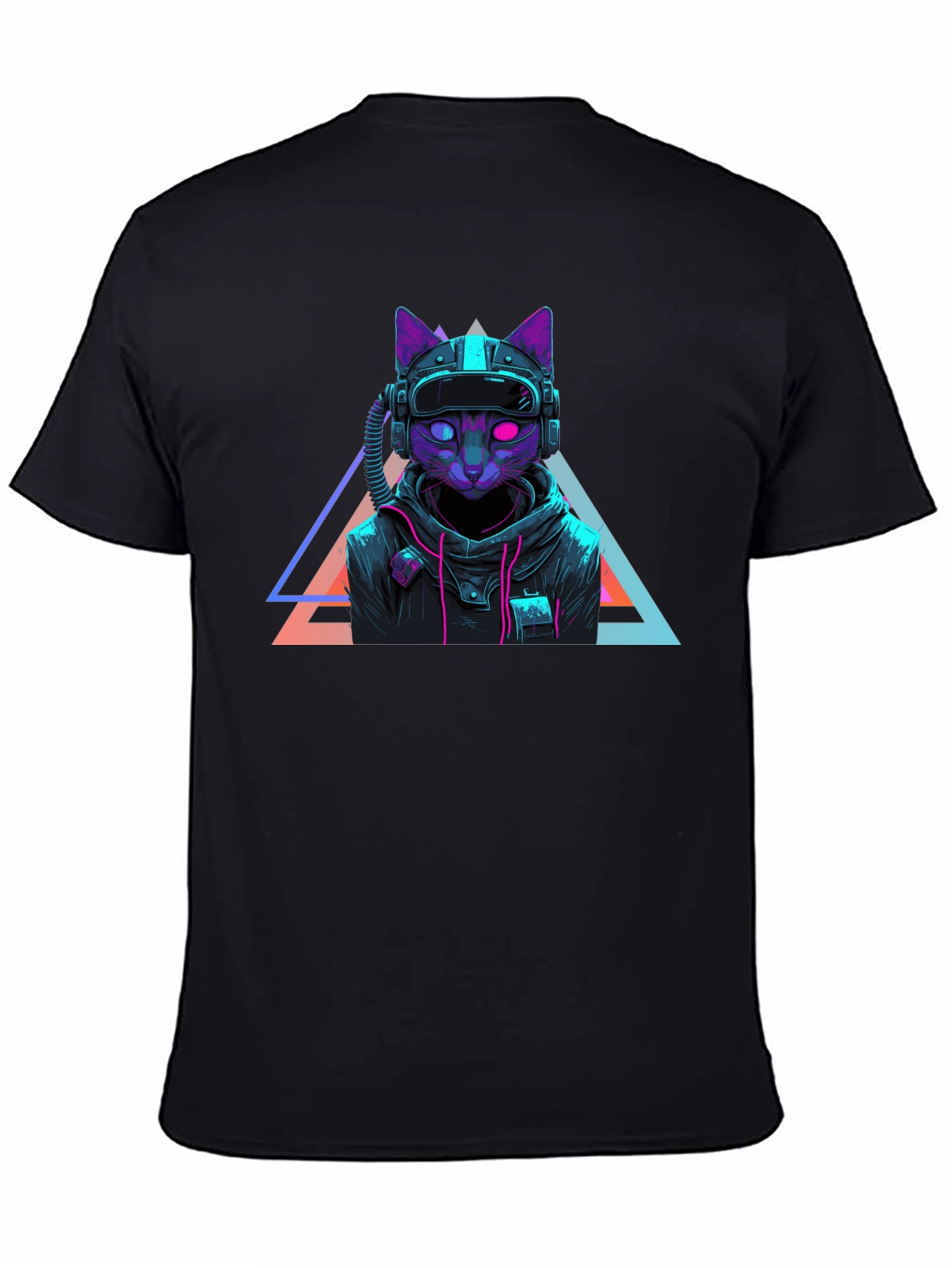 Cyberpunk Cat T-Shirt - Futuristic Neon Design
