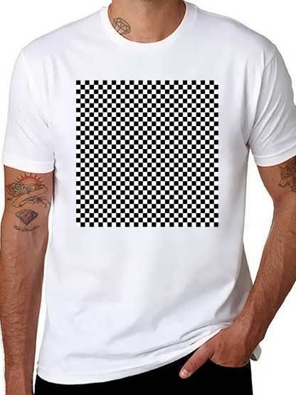 Checkered Pattern Black T-Shirt
