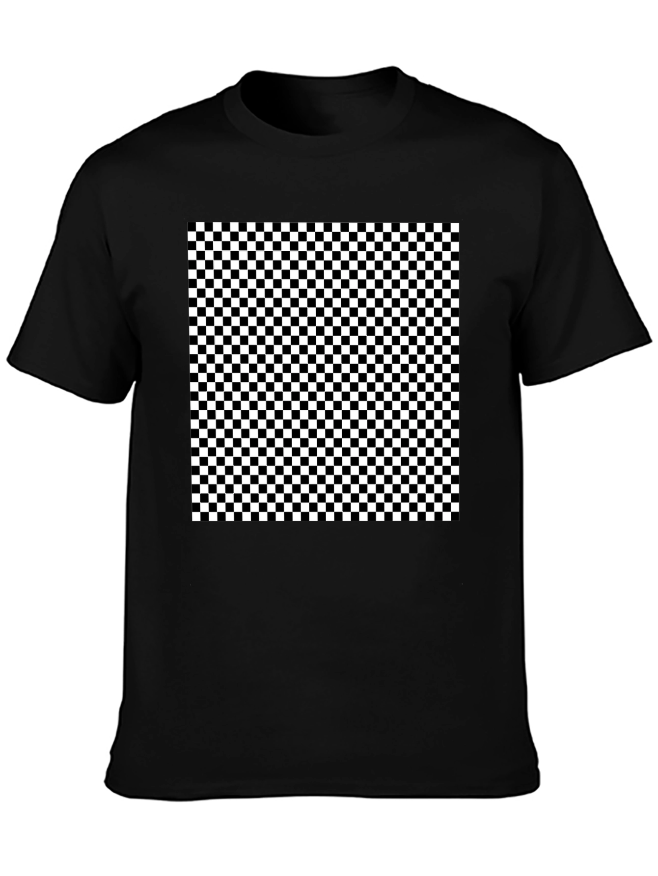 Checkered Pattern Black T-Shirt