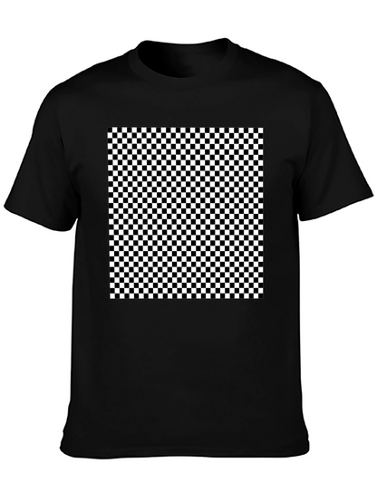 Checkered Pattern Black T-Shirt