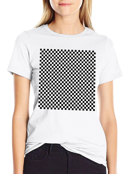 Checkered Pattern Black T-Shirt