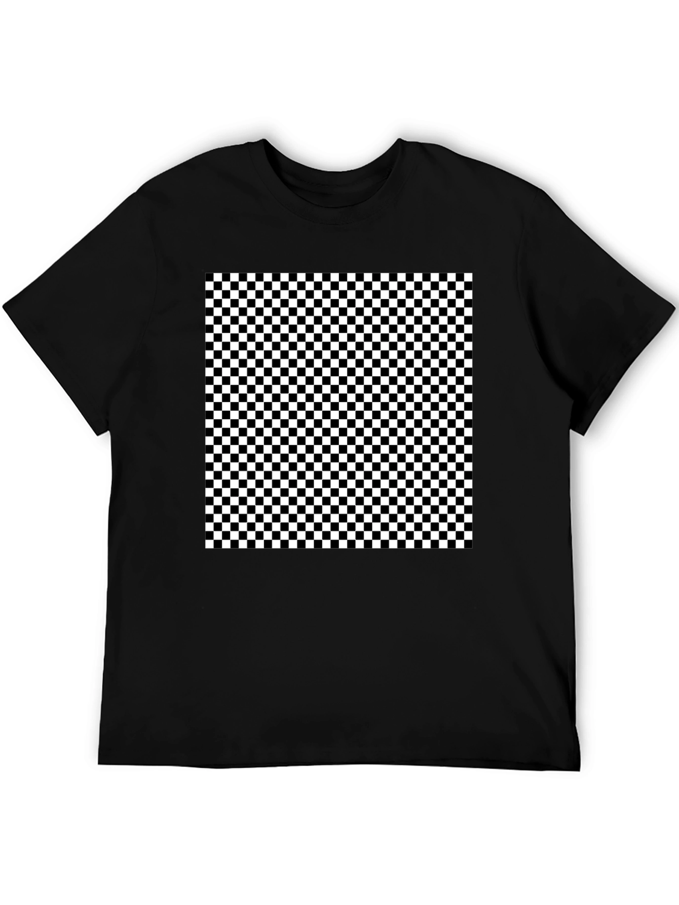 Checkered Pattern Black T-Shirt