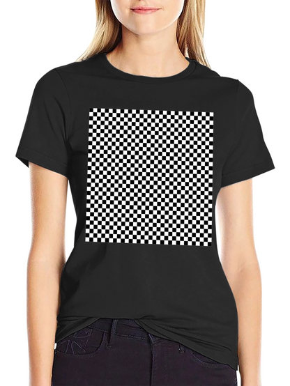 Checkered Pattern Black T-Shirt