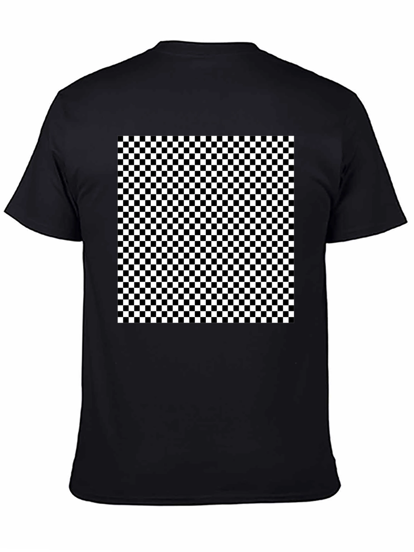 Checkered Pattern Black T-Shirt