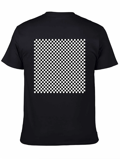 Checkered Pattern Black T-Shirt