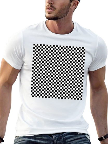 Checkered Pattern Black T-Shirt