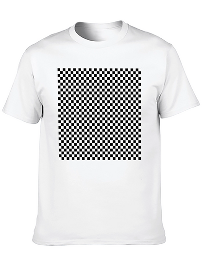 Checkered Pattern Black T-Shirt