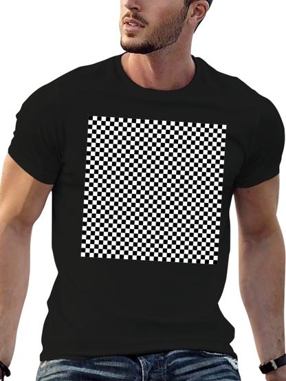 Checkered Pattern Black T-Shirt