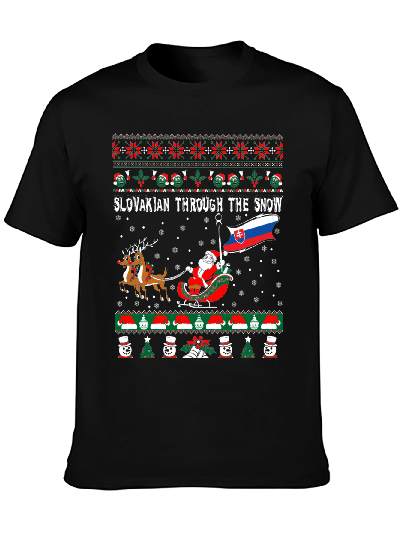 Slovakian Through The Snow Ugly Christmas T-Shirt